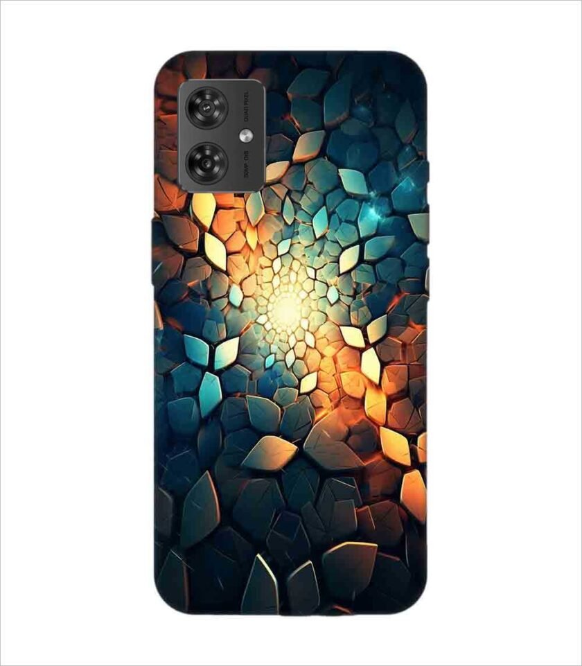 Printed Back Covers Motorola Moto G54 5G close up mosaic rocks stones with light shining through