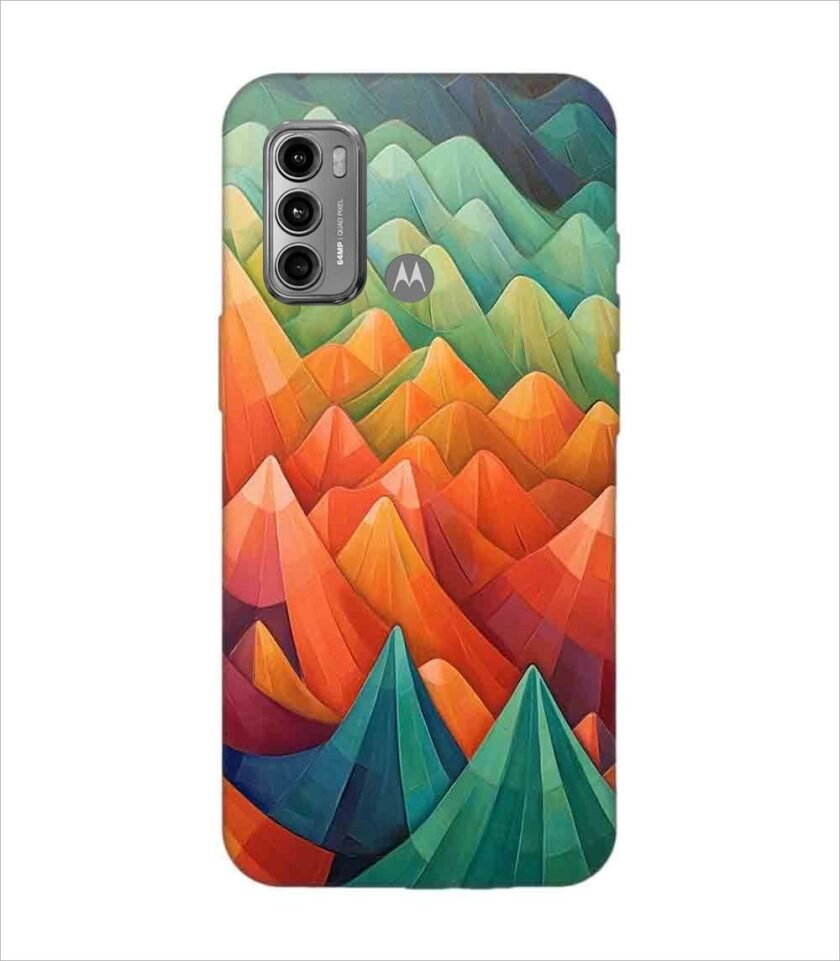 Motorola Moto G60 close up painting mountain range with sky background
