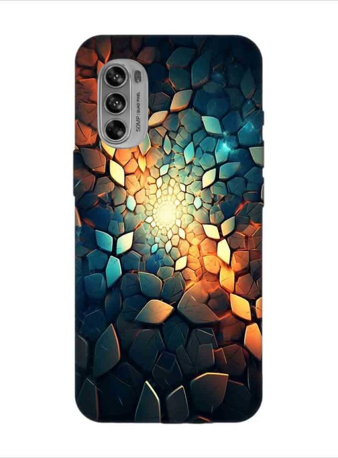 Printed Back Covers Motorola Moto G62 5G close up mosaic rocks stones with light shining through