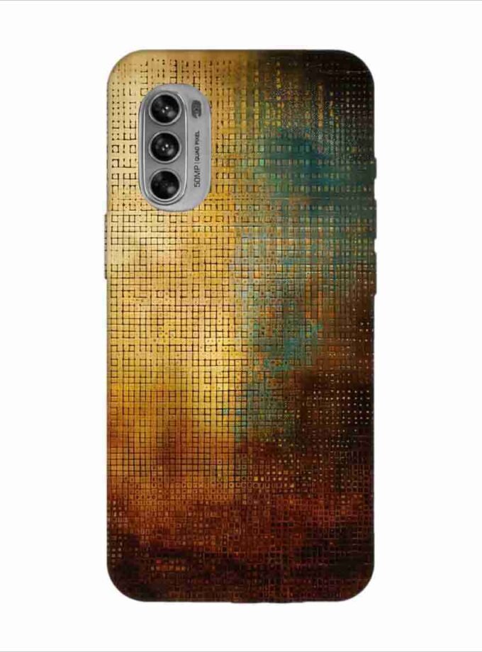 Printed Back Covers Motorola Moto G62 5G close up painting golden blue background
