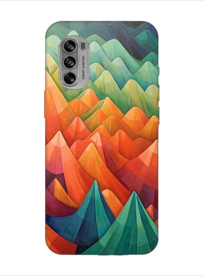 Printed Back Covers Motorola Moto G62 5G close up painting mountain range with sky background