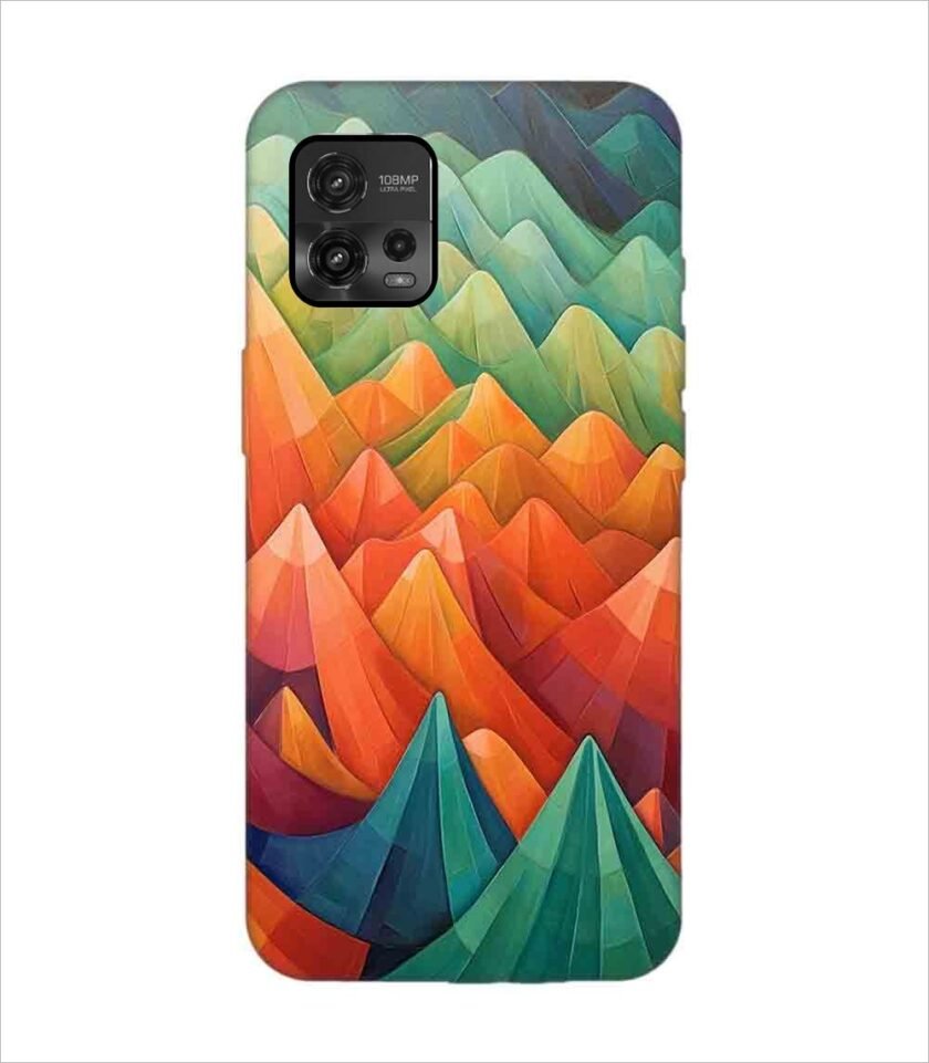 Printed Back Covers Motorola Moto G72 close up painting mountain range with sky background