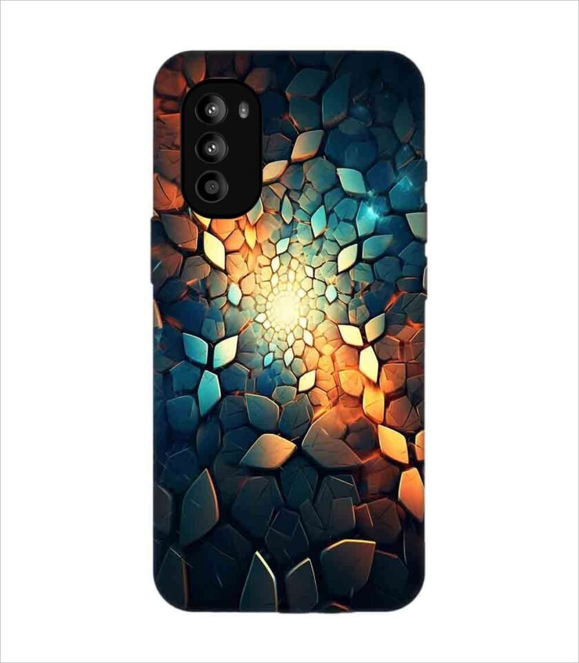Printed Back Covers Motorola Moto G82 5G close up mosaic rocks stones with light shining through