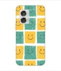 Printed Back Covers Motorola Moto G85 5G close up pattern smiley faces white background