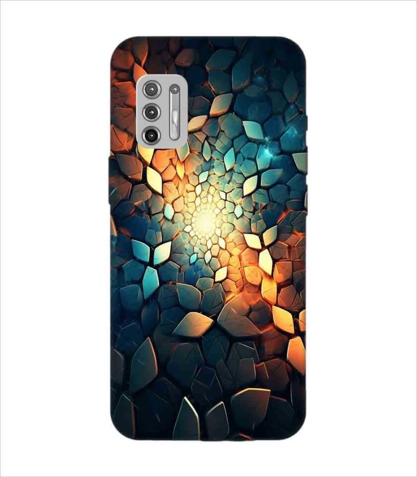Printed Back Covers Motorola Moto G9 Plus close up mosaic rocks stones with light shining through