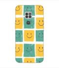 Printed Back Covers Motorola Moto G9 close up pattern smiley faces white background