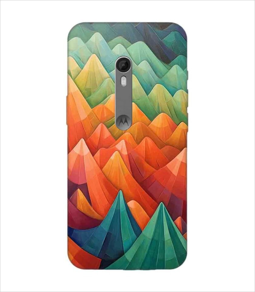 Motorola Moto X close up painting mountain range with sky background