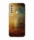 Printed Back Covers Motorola One Fusion Plus close up painting golden blue background