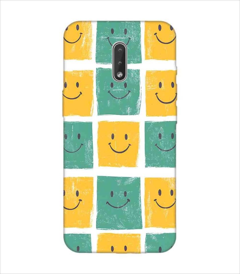 Printed Back Covers Nokia 2 close up pattern smiley faces white background