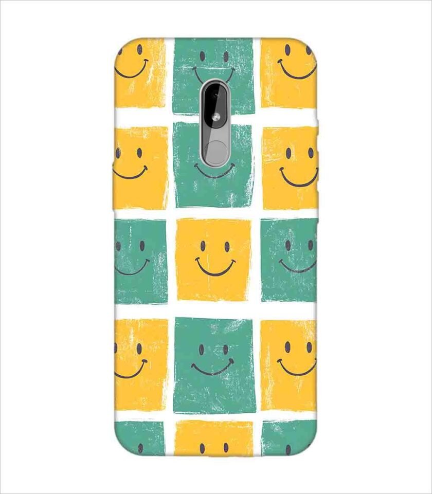 Printed Back Covers Nokia 3 close up pattern smiley faces white background