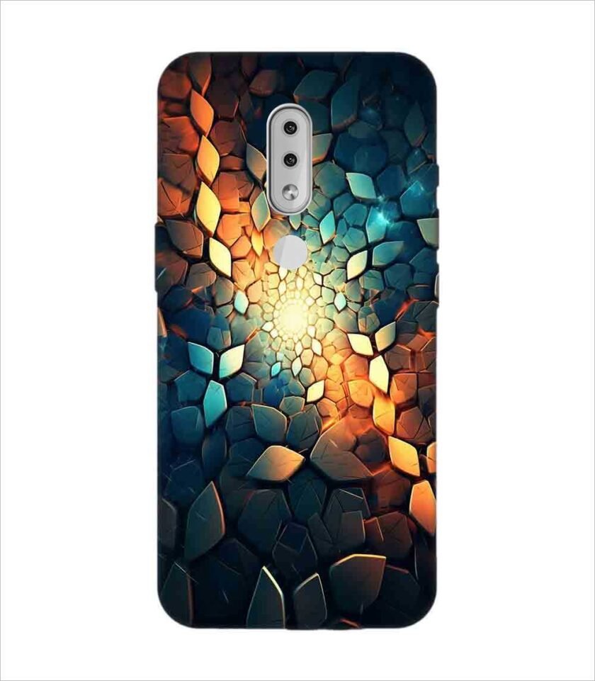 Printed Back Covers Nokia 4 close up mosaic rocks stones with light shining through
