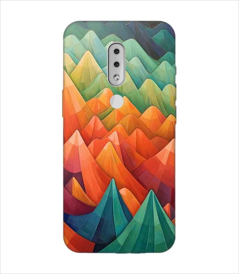 Printed Back Covers Nokia 4 close up painting mountain range with sky background