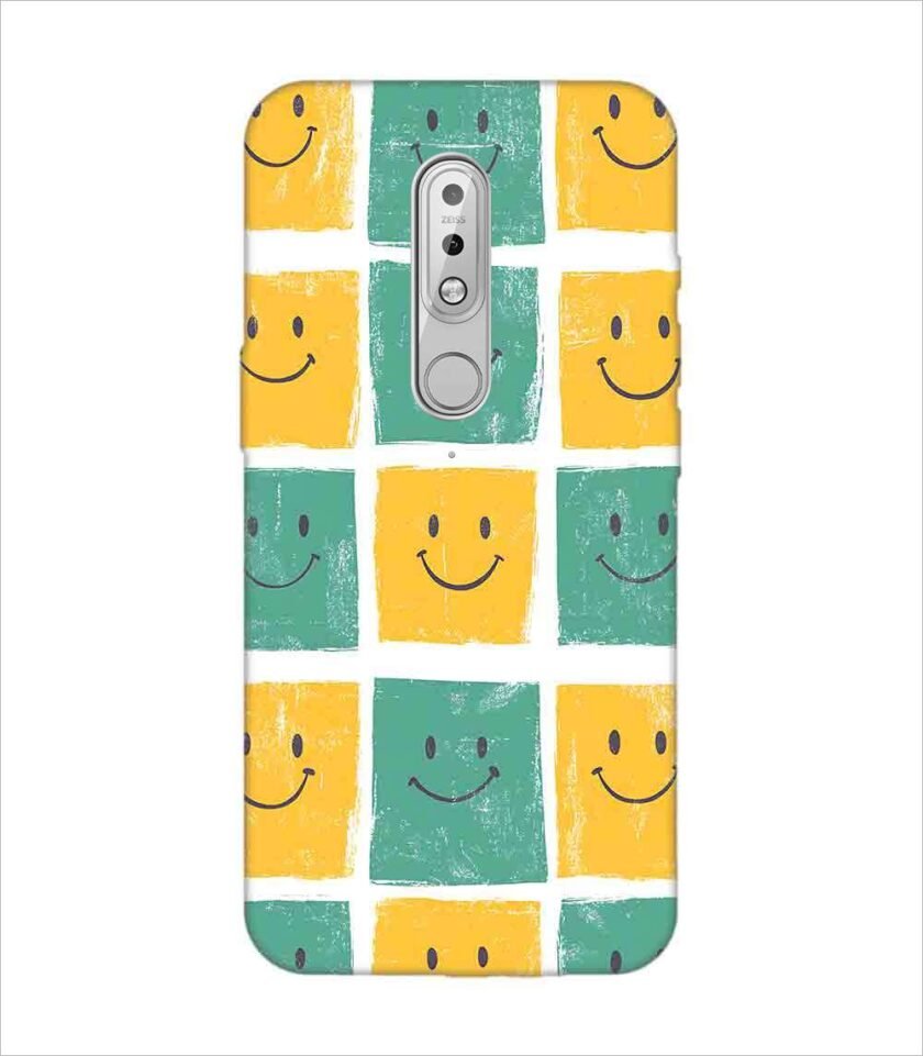 Printed Back Covers Nokia 5 close up pattern smiley faces white background