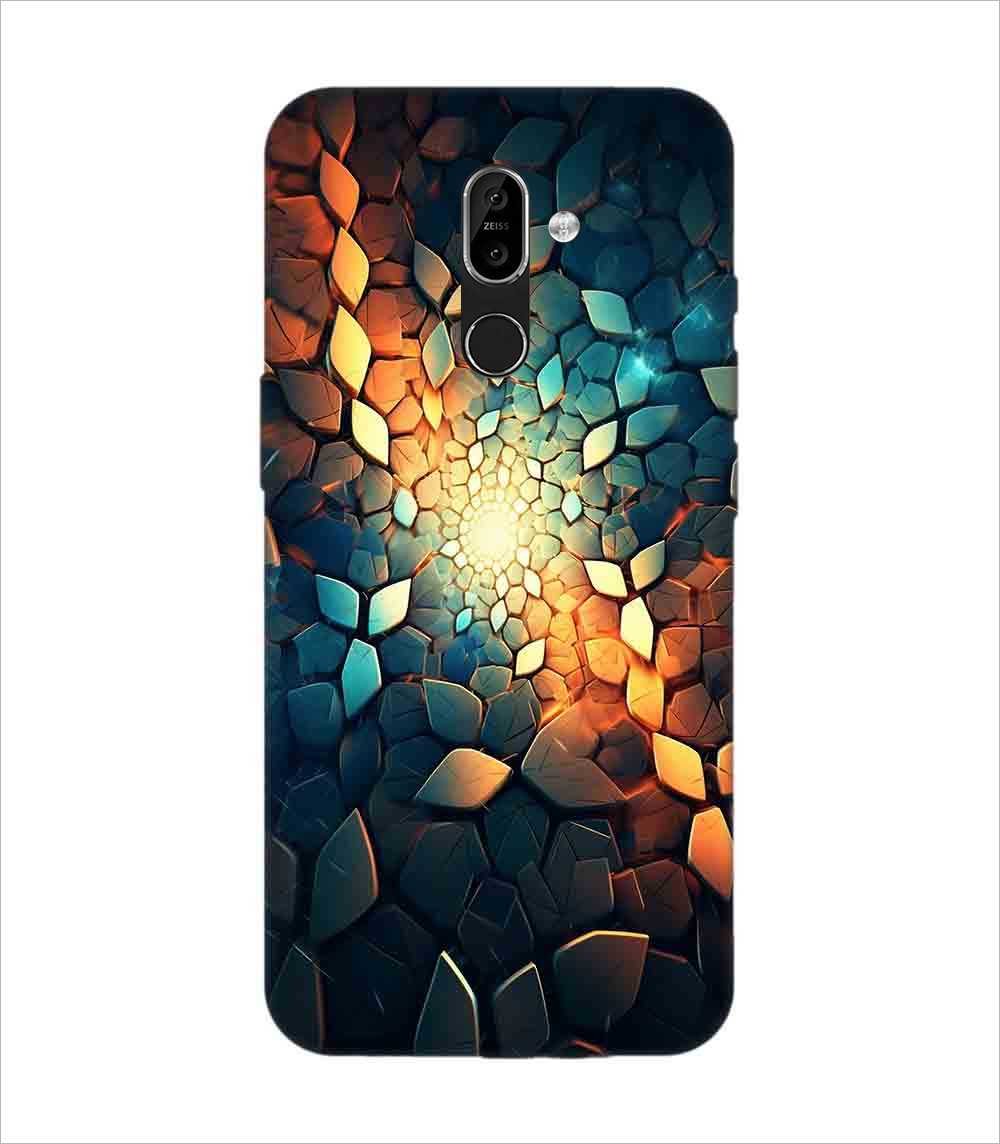 Printed Back Covers Nokia 7 Plus close up mosaic rocks stones with light shining through