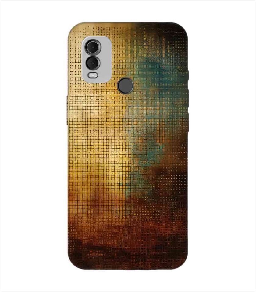 Printed Back Covers Nokia C22 close up painting golden blue background