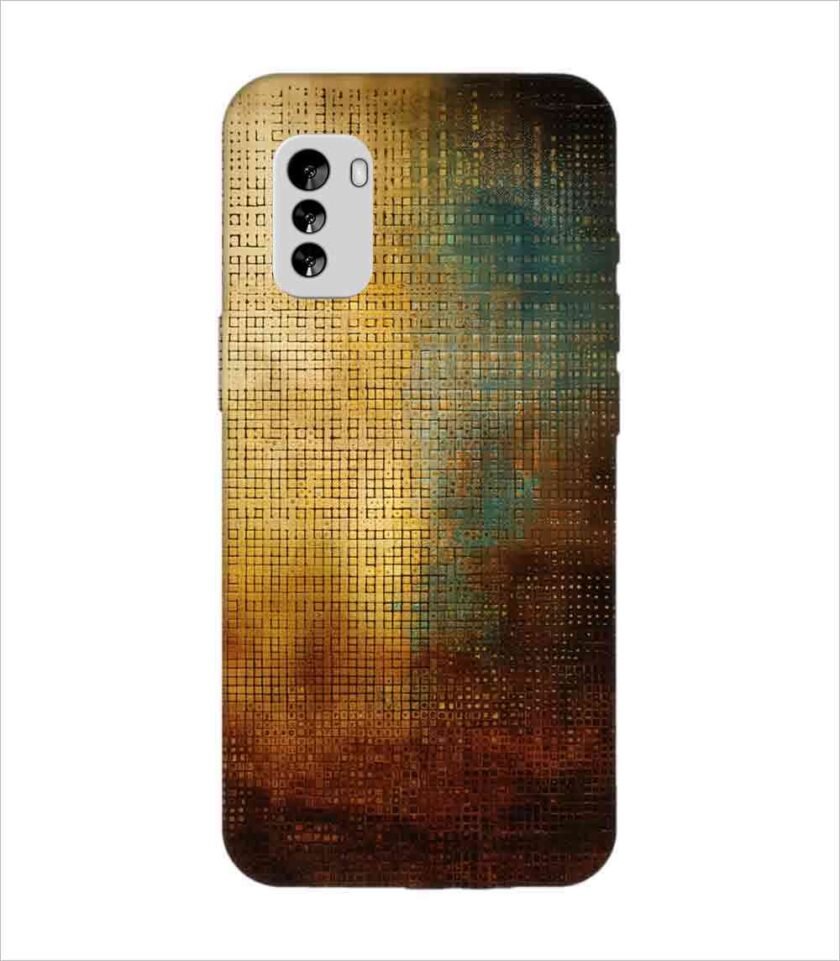 Printed Back Covers Nokia G60 5G close up painting golden blue background