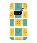 Printed Back Covers Nothing Phone 2A Plus close up pattern smiley faces white background