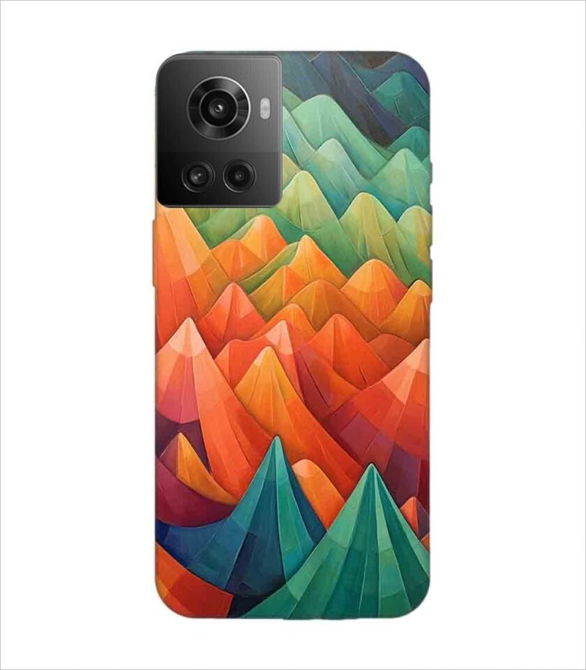 Printed Back Covers Oneplus 10R 5G close up painting mountain range with sky background