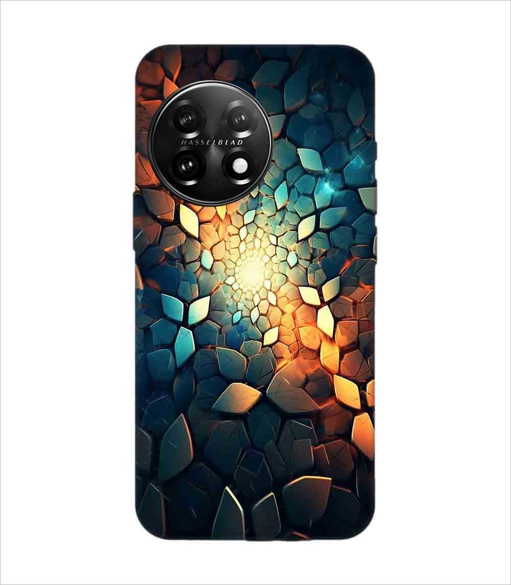 Printed Back Covers Oneplus 11 5G close up mosaic rocks stones with light shining through