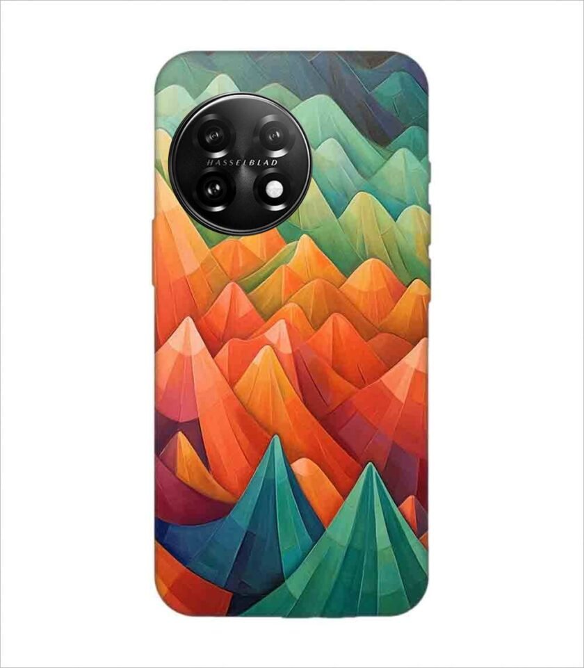 Printed Back Covers Oneplus 11 5G close up painting mountain range with sky background