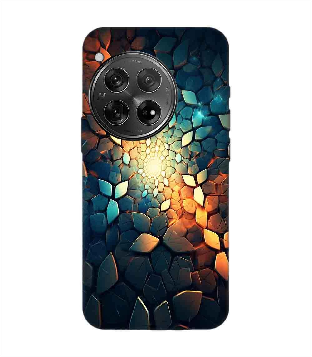 Printed Back Covers Oneplus 12 5G close up mosaic rocks stones with light shining through