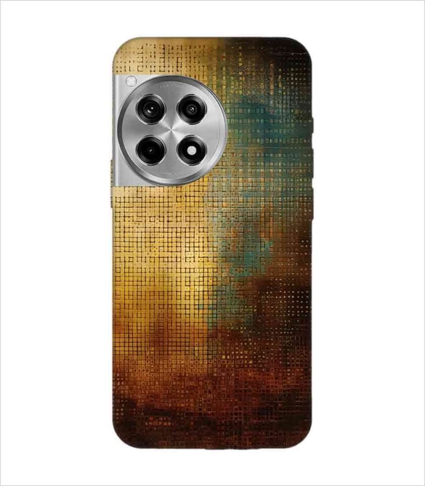 Printed Back Covers Oneplus 12R 5G close up painting golden blue background