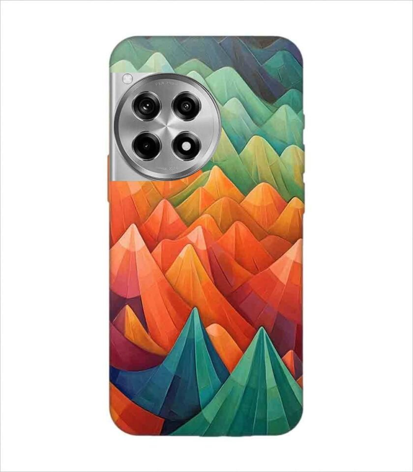 Printed Back Covers Oneplus 12R 5G close up painting mountain range with sky background