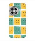 Printed Back Covers Oneplus 12R 5G close up pattern smiley faces white background