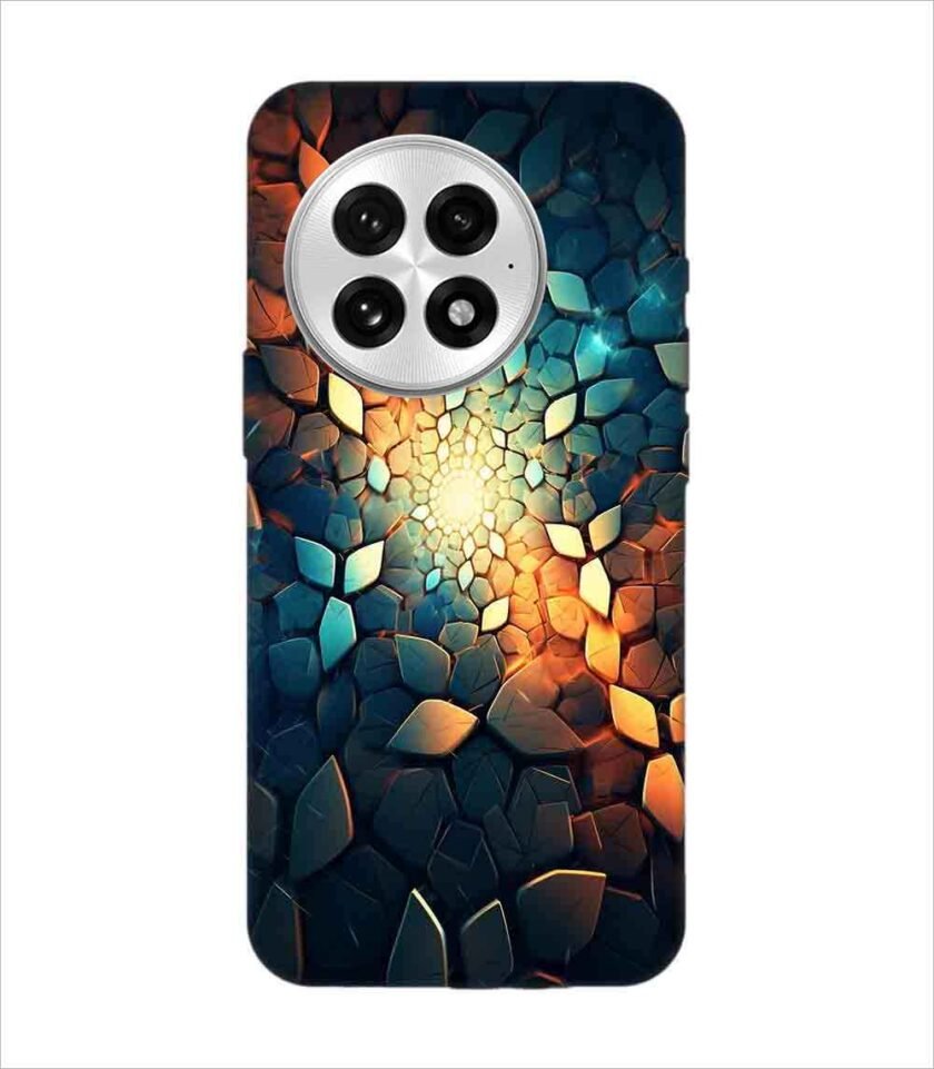 Printed Back Covers Oneplus 13 5G close up mosaic rocks stones with light shining through