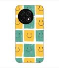 Printed Back Covers Oneplus 13R 5G close up pattern smiley faces white background