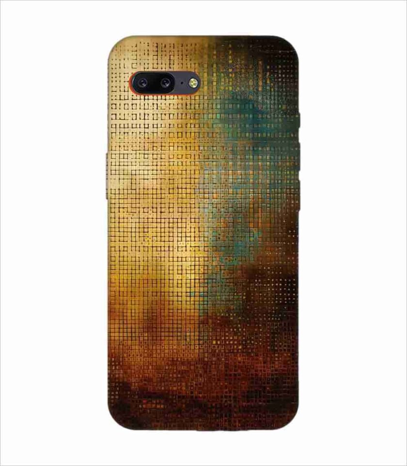 Printed Back Covers Oneplus 5 close up painting golden blue background