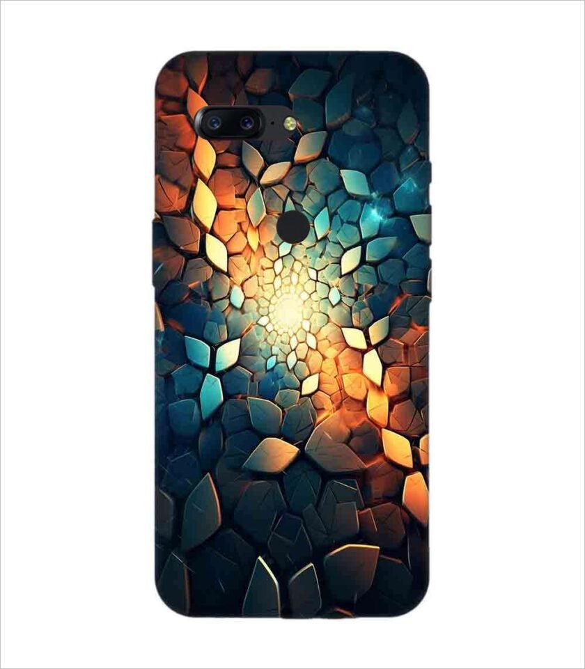 Printed Back Covers Oneplus 5T close up mosaic rocks stones with light shining through