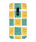 Printed Back Covers Oneplus 6 close up pattern smiley faces white background