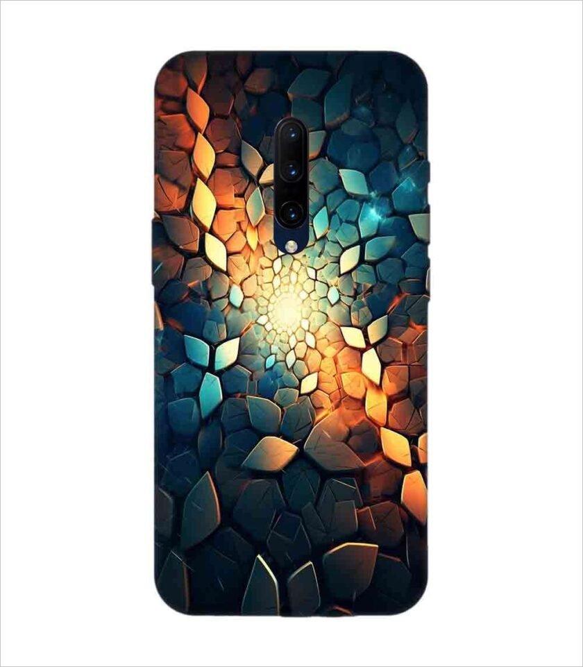 Printed Back Covers Oneplus 7 Pro close up mosaic rocks stones with light shining through