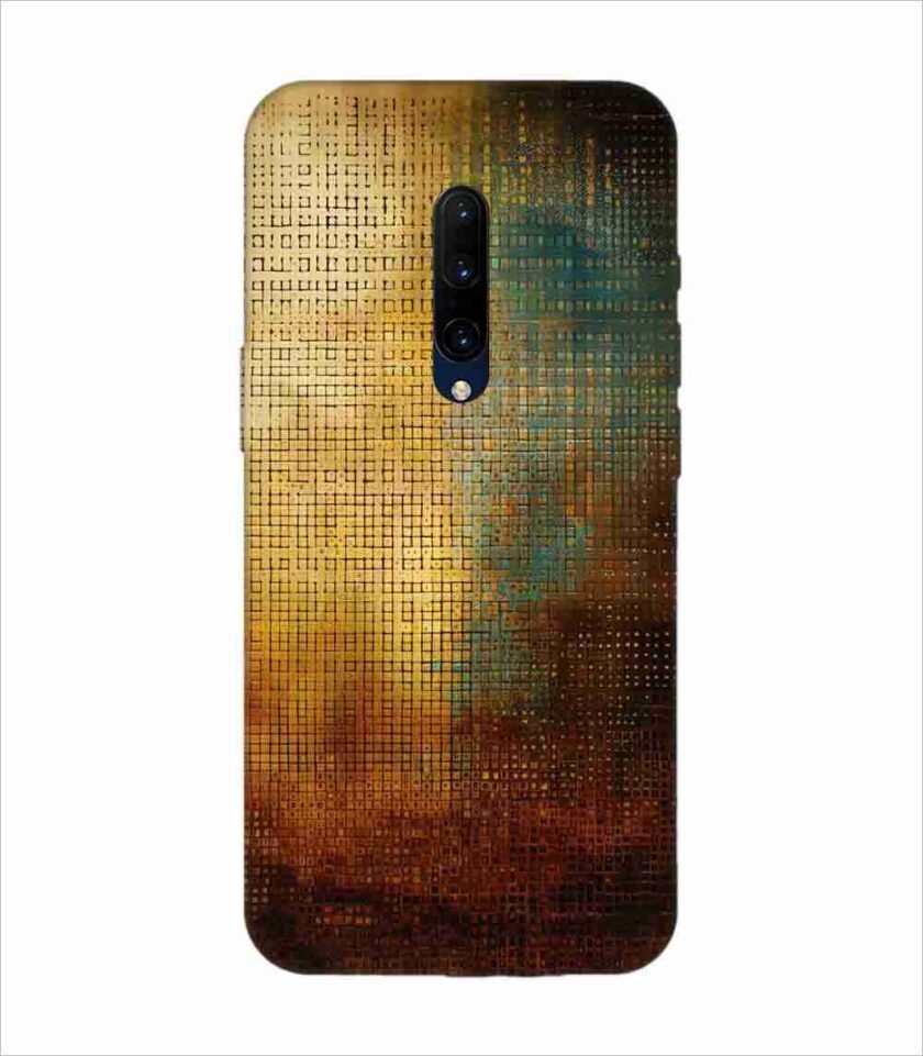 Printed Back Covers Oneplus 7 Pro close up painting golden blue background