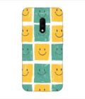 Printed Back Covers Oneplus 7 close up pattern smiley faces white background