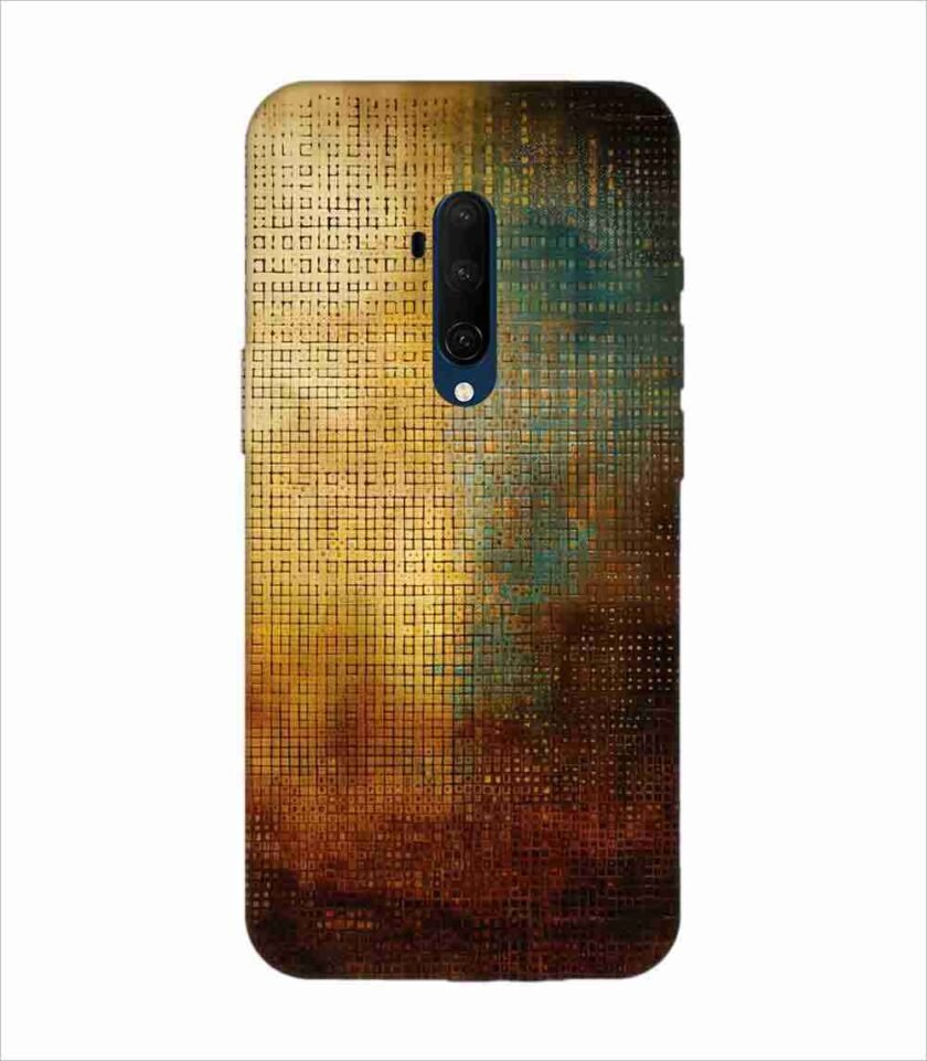 Printed Back Covers Oneplus 7T Pro close up painting golden blue background