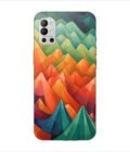 Printed Back Covers Oneplus 9R 5G close up painting mountain range with sky background
