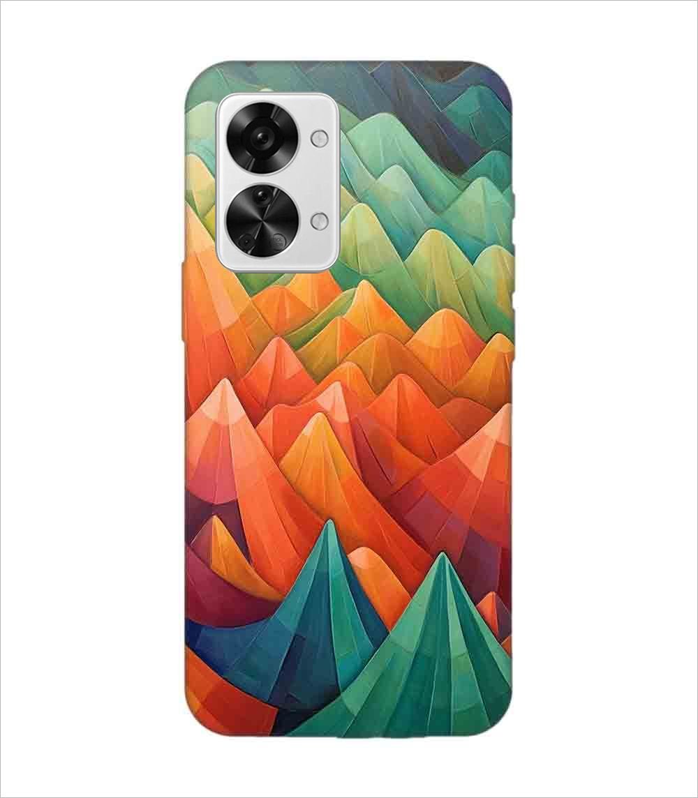 Printed Back Covers Oneplus Nord 2T 5G close up painting mountain range with sky background