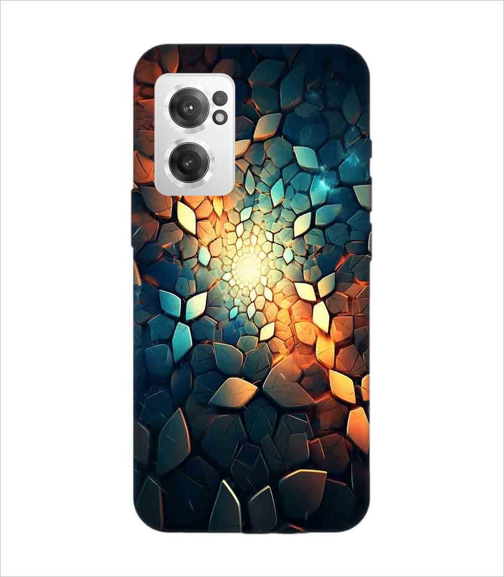 Printed Back Covers Oneplus Nord Ce 2 5G close up mosaic rocks stones with light shining through