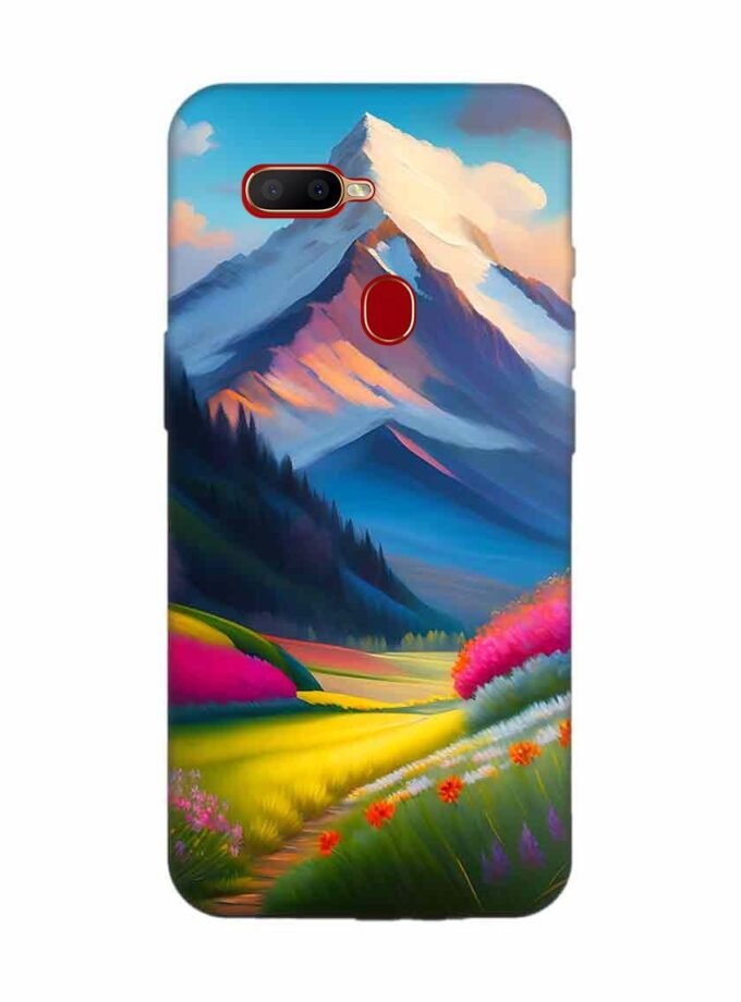 Oppo A12 Impressionist Mountain Landscape Oil Painting Snowy Peak Summer Field With Flowers Peaceful Vi Custom Printed Back Cover Design