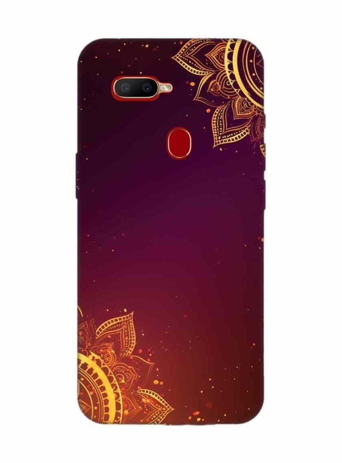 Oppo A12 Indian Flower Pattern Rangoli Background Custom Printed Back Cover Design