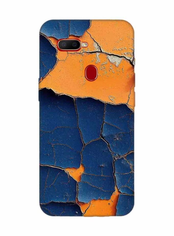 Oppo A12 Indigo Orange Colored Cracked Paint Texture Custom Printed Back Cover Design