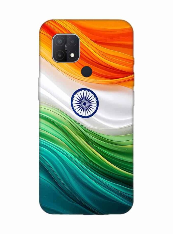 Oppo A15 Indian Flag Abstract Background Republic Day Custom Printed Back Cover Design
