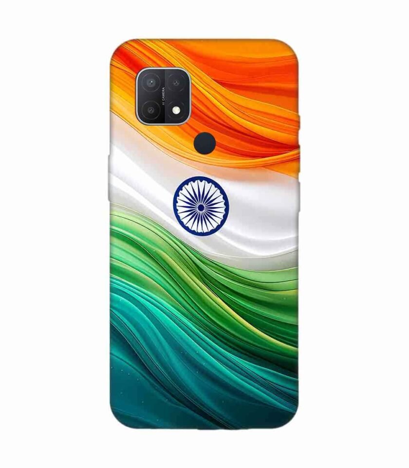 Oppo A15 Indian Flag Abstract Background Republic Day Custom Printed Back Cover Design