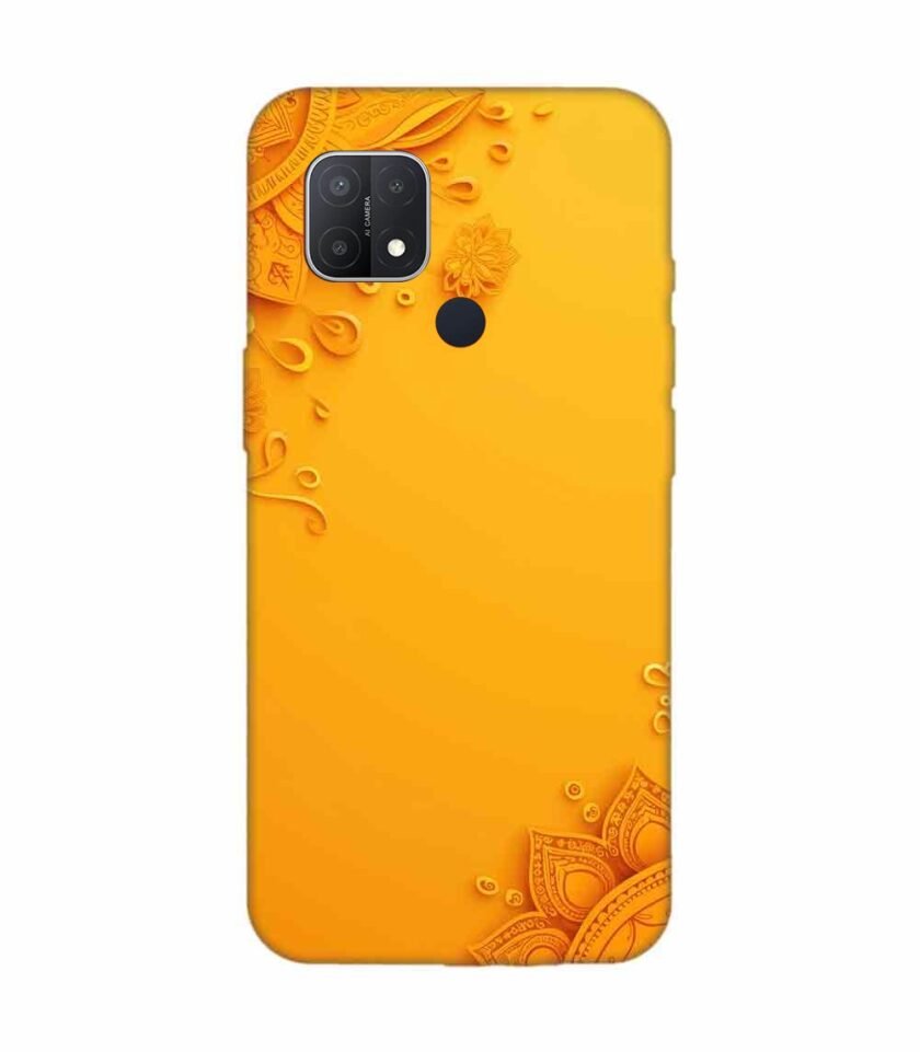 Oppo A15 Indian Flower Pattern Rangoli Background 1 Custom Printed Back Cover Design
