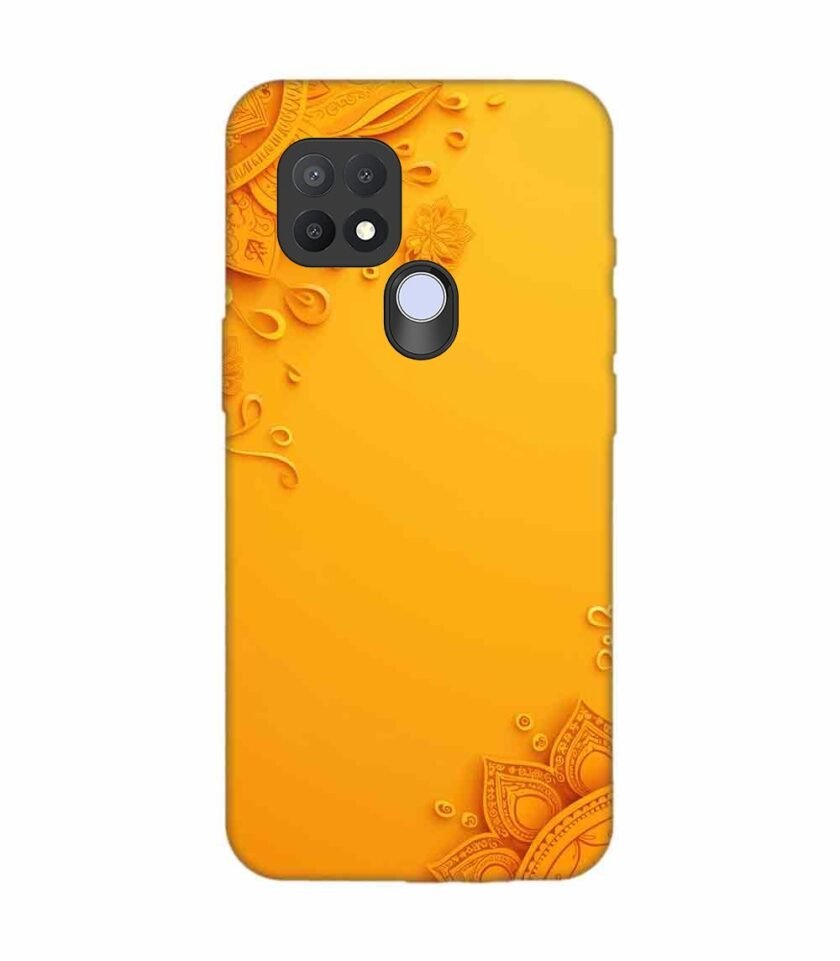 Oppo A15S Indian Flower Pattern Rangoli Background 1 Custom Printed Back Cover Design