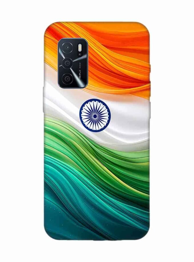 Oppo A16 Indian Flag Abstract Background Republic Day Custom Printed Back Cover Design