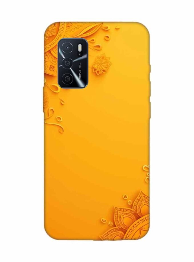 Oppo A16 Indian Flower Pattern Rangoli Background 1 Custom Printed Back Cover Design