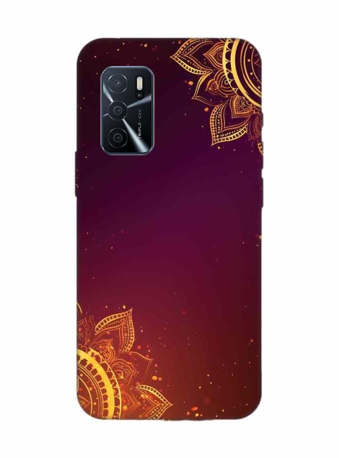 Oppo A16 Indian Flower Pattern Rangoli Background Custom Printed Back Cover Design